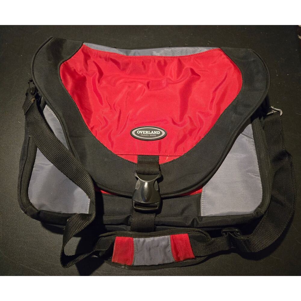Overland Travel Ware Messenger Laptop Travel Shoulder Bag Red Black Gray Unisex